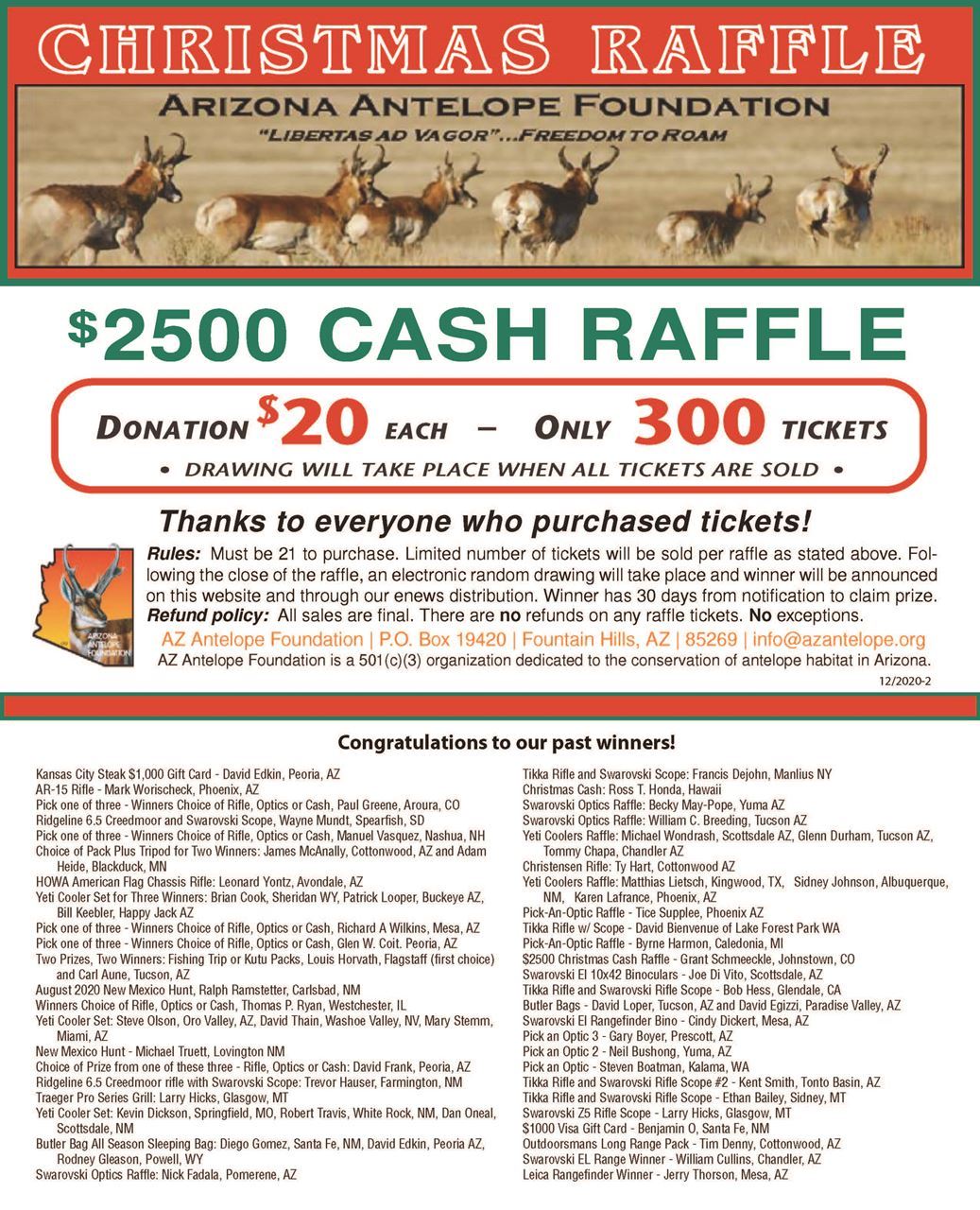 Arizona Antelope Foundation  Raffles